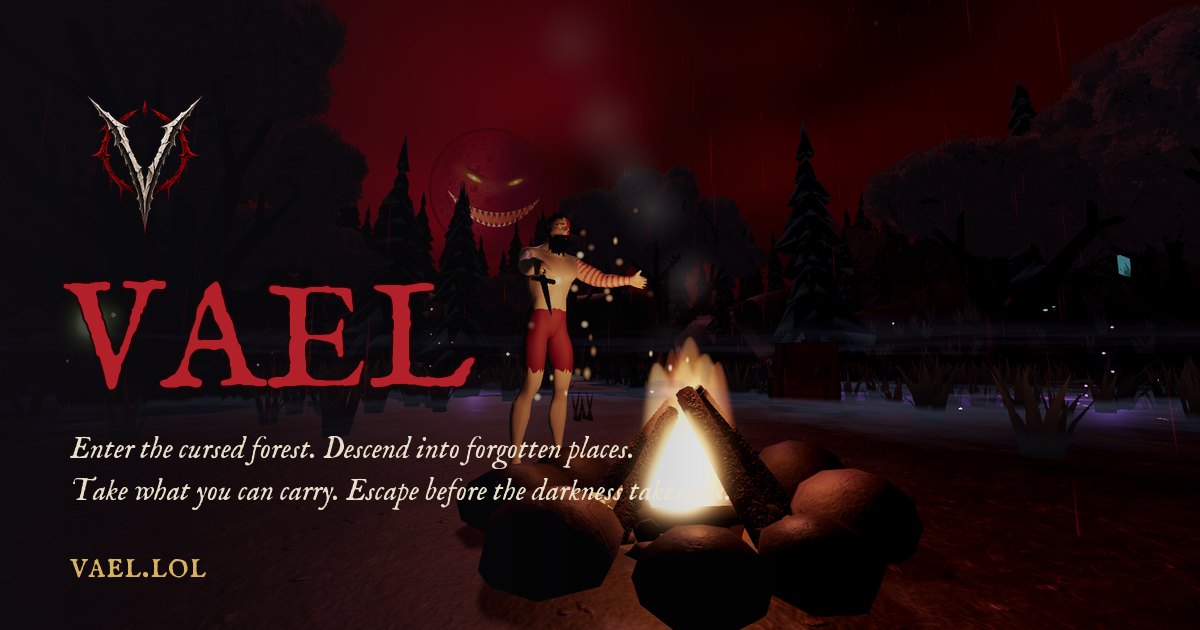 VAEL key art with the title over the cursed forest